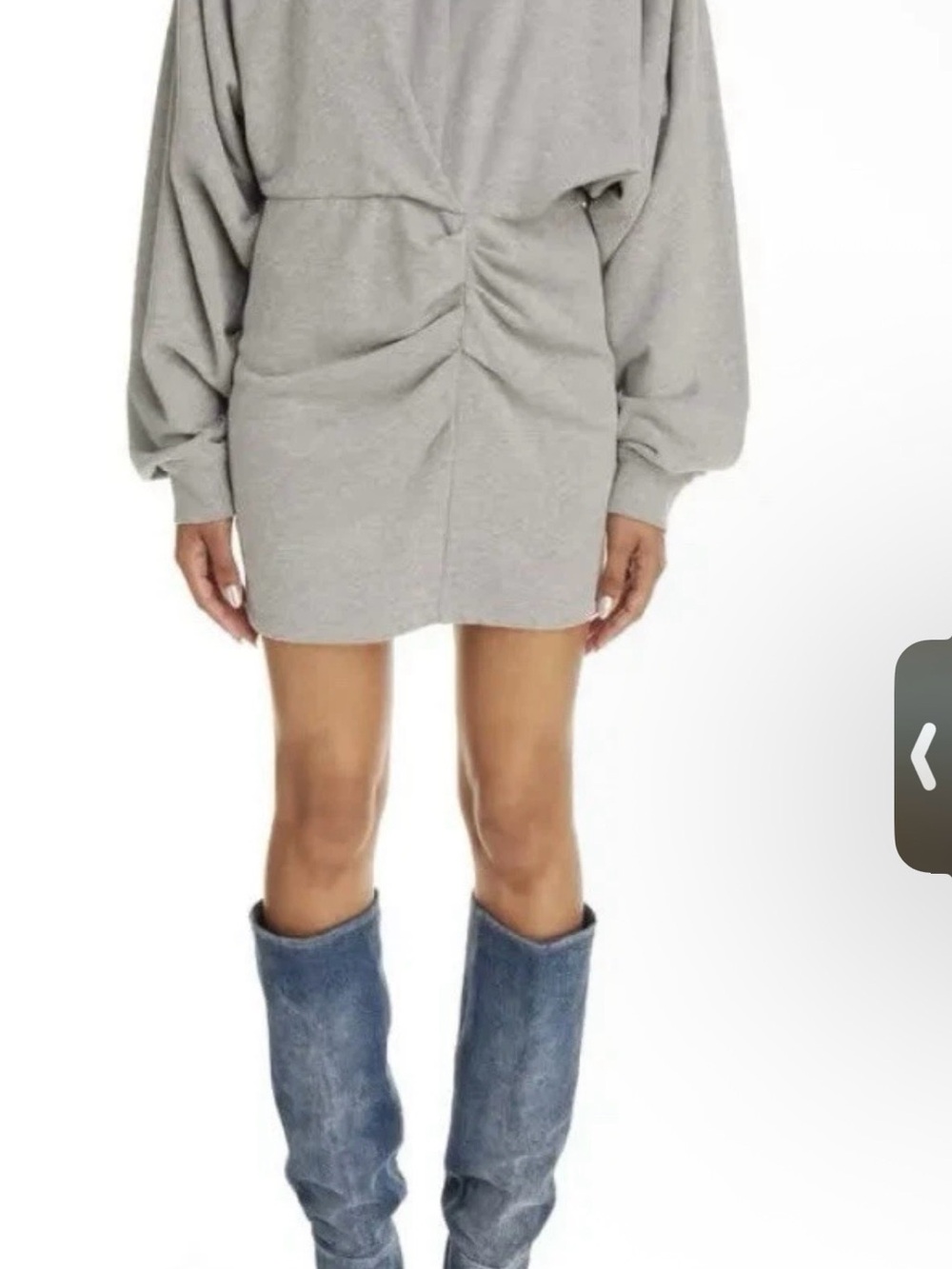 Isabel Marat etoile Samuela ruched L/S cotton sweater grey mini dress